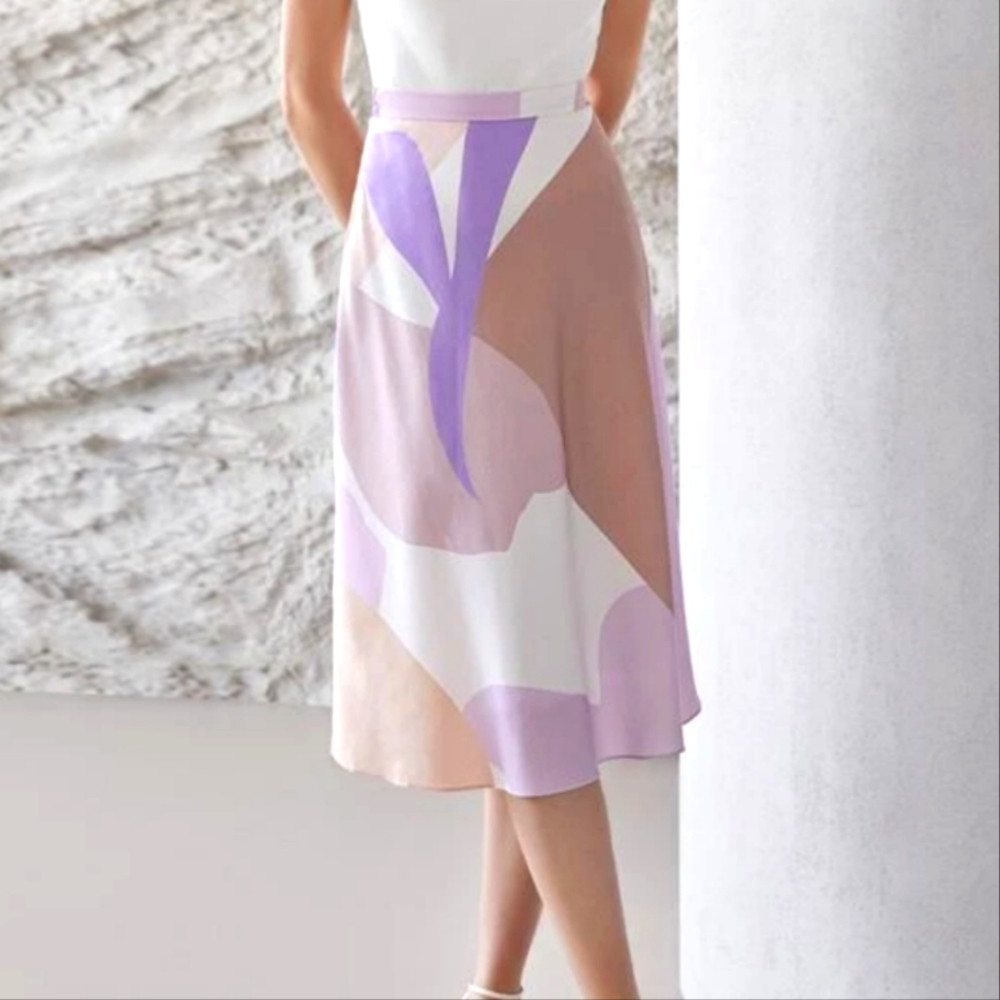 PREMIUM LINEN COLORBLOCK FLOWY SKIRT